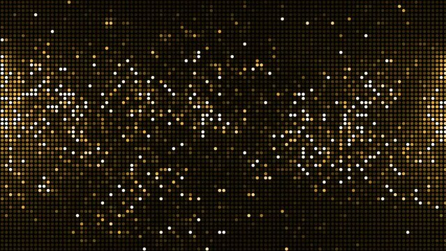 Bright shiny golden LED video wall background with flashing glittering gold disco lights. Full HD glitz and glamour nightlife background animation.

