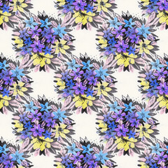 Seamless pattern with watercolor flowers.