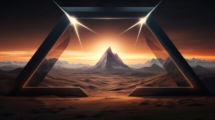 abstract futuristic landscape panoramic background 3d render.