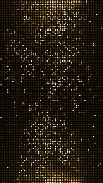 Vertical video - bright shiny golden LED video wall background with flashing glittering gold disco lights. Full HD glitz and glamour nightlife background animation.