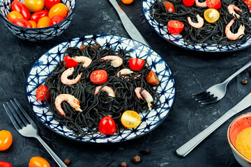 Pasta spaghetti with seafood.