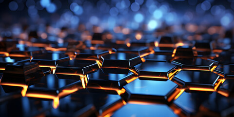 Fototapeta premium Abstract and Futuristic Hexagonal Background with Colorful and Glowing Light Effect. Modern Technology Background