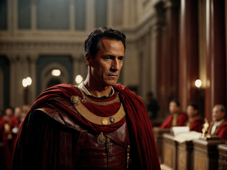 Naklejka premium Julius Caesar's Leadership Qualities in Senate