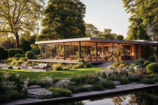 Modern house with a beautiful garden 