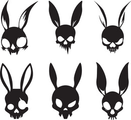 Set Rabbit skulls. Vector illustration