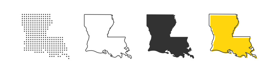 Louisiana state map of USA country. Geography border of American town. Vector illustration. - obrazy, fototapety, plakaty