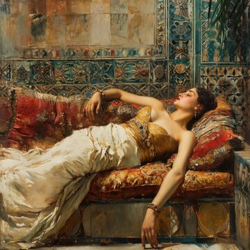 Odalisque sleeps on the sofa at noon