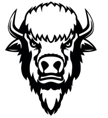 vector head of a stong bull on the white back