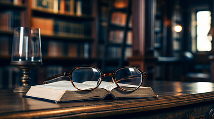  Glasses and Books Engaging in the Library