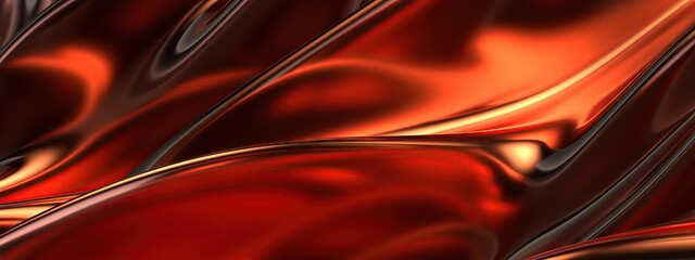 Copper Metal Thin Curtain Liquid-like, Bumped, Wavy Elegant and Modern 3D Rendering Abstract Background