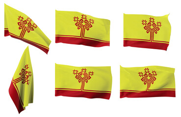 Large pictures of six different positions of the flag of Chuvashia