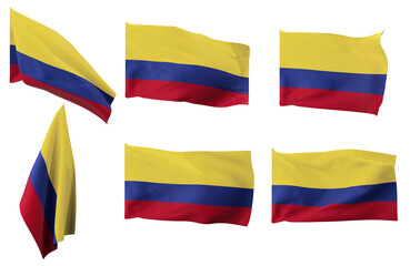 Large pictures of six different positions of the flag of Colombia