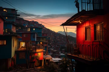 Zelfklevend Fotobehang Brazilian Favela - old houses in the city © Rieth