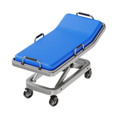 3d medical stretcher icon illustration, transparent background, emergency and services 3d set