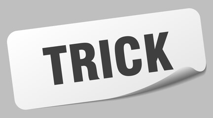 trick sticker. trick label