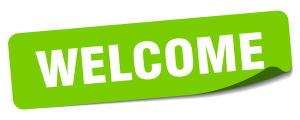 welcome sticker. welcome label
