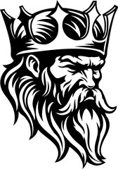 King Medieval Crown Head Man Mascot Face Icon