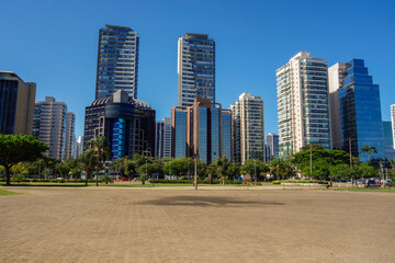 Fototapeta na wymiar modern skyscrapers aorund the Pope Square in Vitoria, ES, Brazil