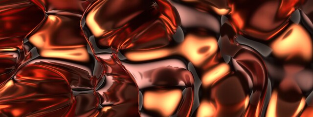 Copper Metal Thin Curtain Rippled, Surface, Displacement Elegant and Modern 3D Rendering Abstract Background