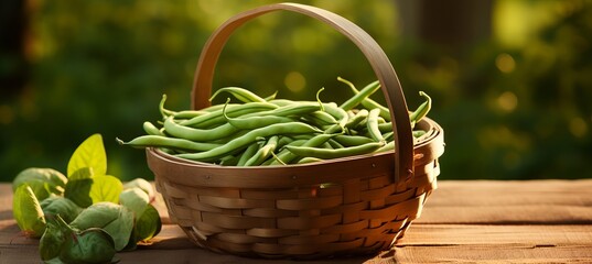 Lush green bean harvest growing abundantly on a vast open plantation, under the warm summer sun.