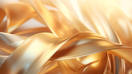 simple design 3d render abstract fashion background with folded gold ribbon, paper scroll macro,