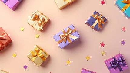 Obraz na płótnie Canvas Christmas gift boxes, birthday, anniversary, Valentine's Day and wedding gift boxes