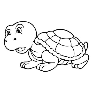 little turtle line vector illustration