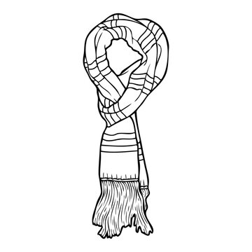 black and white scarf with fringe clip art preview