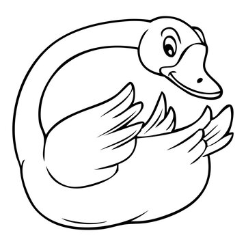 swan line vector illustration