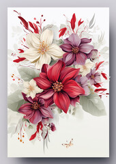Watercolor floral wedding invitation card template