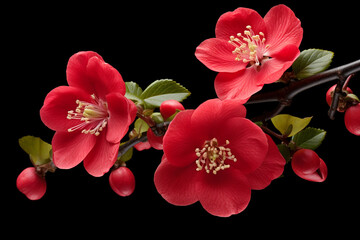 Fototapeta na wymiar Double Take Scarlet Flowering Quince