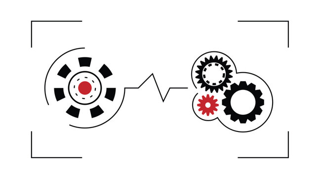 Minimalist Gear Tech Line Art. Technology and industrial devices concept vector