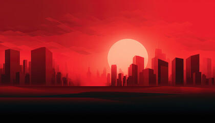 Abstract minimalistic red city background