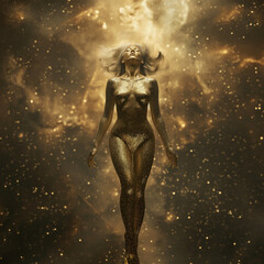 Fototapeta na wymiar amazing Cosmic Goddess, with the energy emanating from her