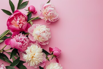 Spring Bloom: Peony Flowers on Pastel Background