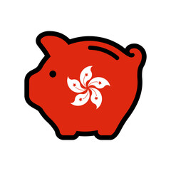 Flag of Hong Kong, piggy bank icon, vector symbol