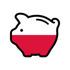 Flag of Poland, piggy bank icon, vector symbol