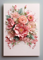 Watercolor floral wedding invitation card template