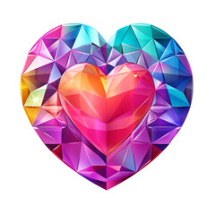 Naklejka na ściany i meble transparent png background. Colorful crystal heart isolated on white background. Vector illustration. polygonal hearts