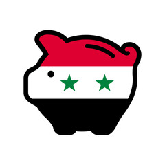 Flag of Syria, piggy bank icon, vector symbol