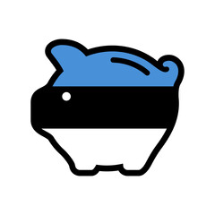 Flag of Estonia, piggy bank icon, vector symbol