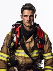 Brave Male Firefighter in Action, AI Generated