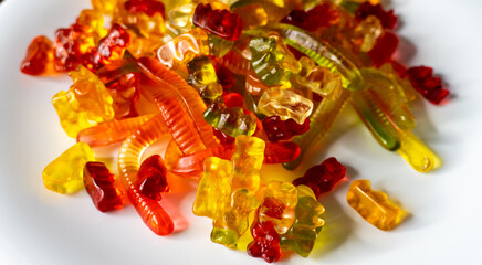  Jelly gummy bears and snakes Colorful fruit gum candies