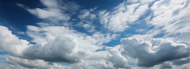 Blue sky background with white fluffy clouds