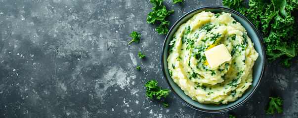 Colcannon: mashed potatoes, cabbage, butter, and sometimes green onions or leeks. - obrazy, fototapety, plakaty