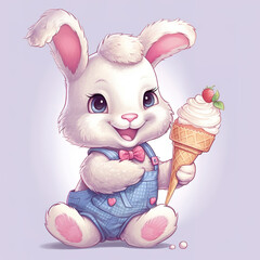Bunny enjoys ice cream
