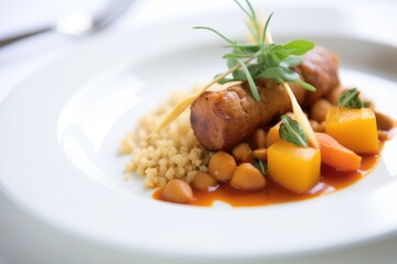 sausages and baked beans on a white plate