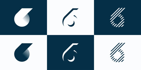 Collection of abstract number 6 vector logo designs