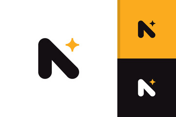 letter n star logo design vector template