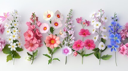 beautiful various kinds of flowers in 3d rendering isolated     